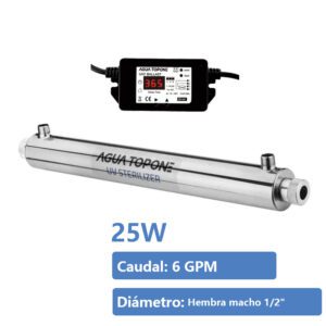 Purificador de agua con luz ultravioleta para cocina 6 GPM, lámpara UV de 25 W