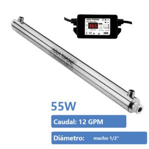 UV desinfectador de agua doméstico 12 GPM, acero inoxidable, elimina 99,99 % de bacterias