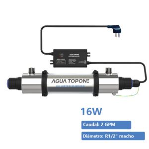 Purificador de agua UV de 16 W y 2 GPM para cocina, con cámara de acero inoxidable 304