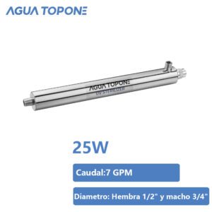 Lámpara UV para agua de 25 W, 7 GPM, adecuada para uso residencial – Desinfección del agua