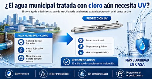 El agua municipal tratada con cloro auin necesita UV