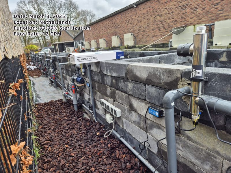 未标题-112a(1) Acuicultura en Países Bajos Tras evaluar calidad de agua y condiciones de crianza, diseñamos un sistema que entrega 12 GPM por tanque, garantizando un entorno seguro para sus peces.